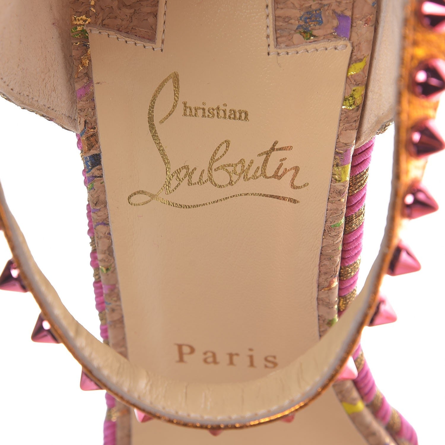 Christian Louboutin Nappa Pepite Liege Lame Madmonica 120 Wedge Sandals 40 Full Moon 7 of 7