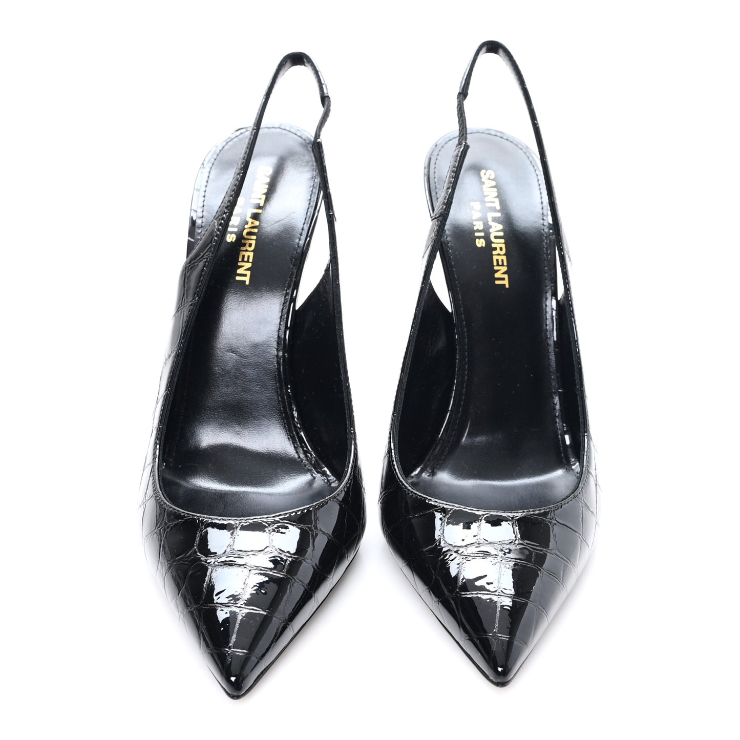 Patent Crocodile Embossed Opyum 110 Slingback 39 Black