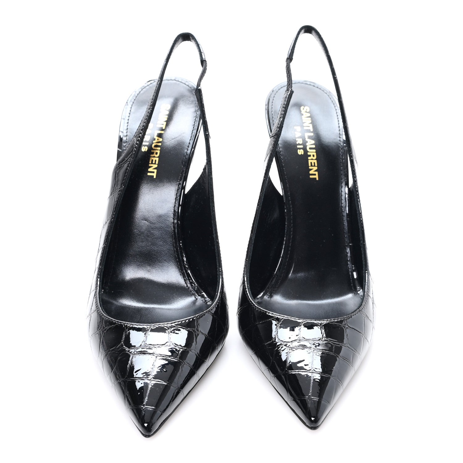 Saint Laurent Patent Crocodile Embossed Opyum 110 Slingback 39 Black 3 of 10
