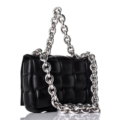 Bottega Veneta Lambskin Maxi Intreccio Padded Chain Cassette Crossbody Bag Black 4 of 9