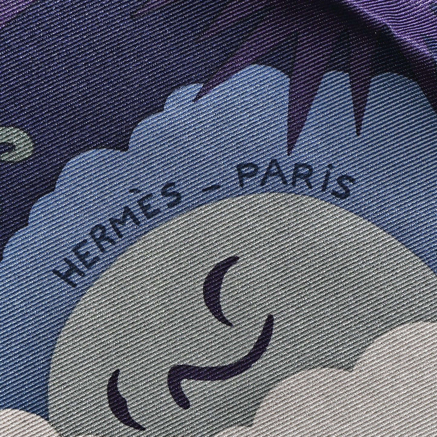 Silk Au Royaume d'Helios Scarf 70 Bleu Nuit Argile Bleu Jean