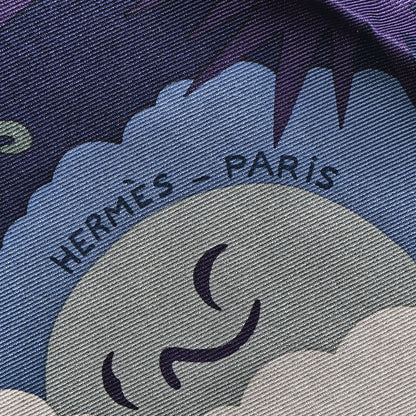 Hermes Silk Au Royaume d'Helios Scarf 70 Bleu Nuit Argile Bleu Jean 2 of 5