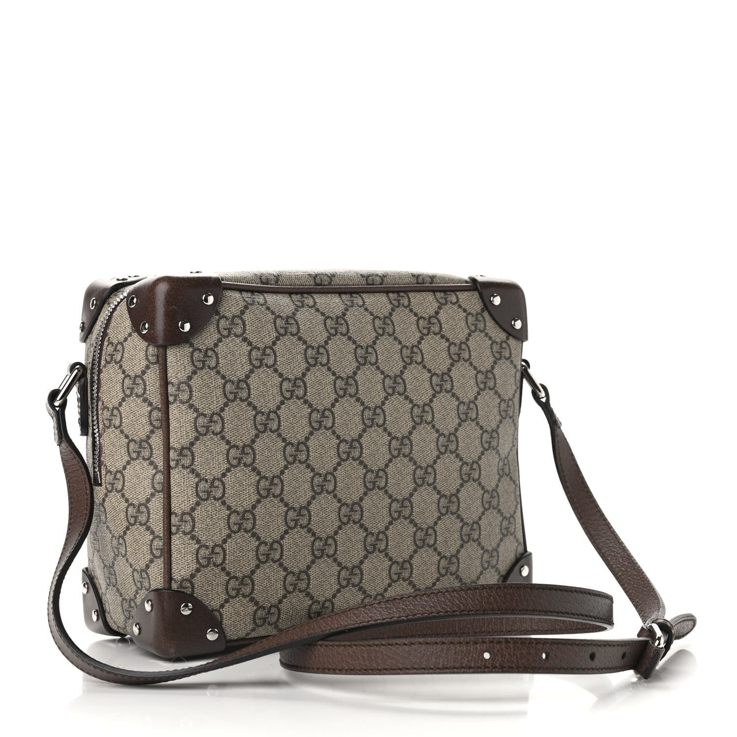 Gucci GG Supreme Monogram Textured Calfskin Square Messenger Bag Beige Ebony New Acero 2 of 9