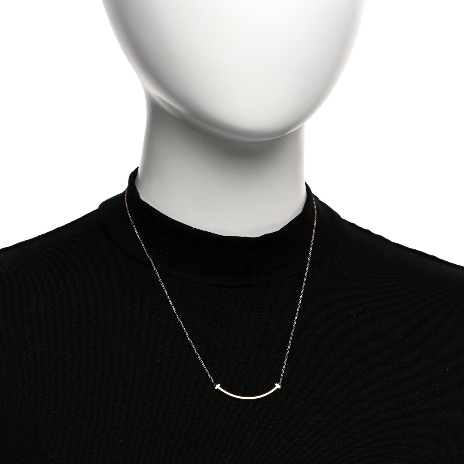 Tiffany 18K Rose Gold Small T Smile Pendant Necklace 2 of 5