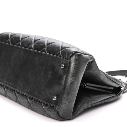Chanel Iridescent Aged Calfskin Quilted Large Mademoiselle Bowling Bag Grey 10 of 10