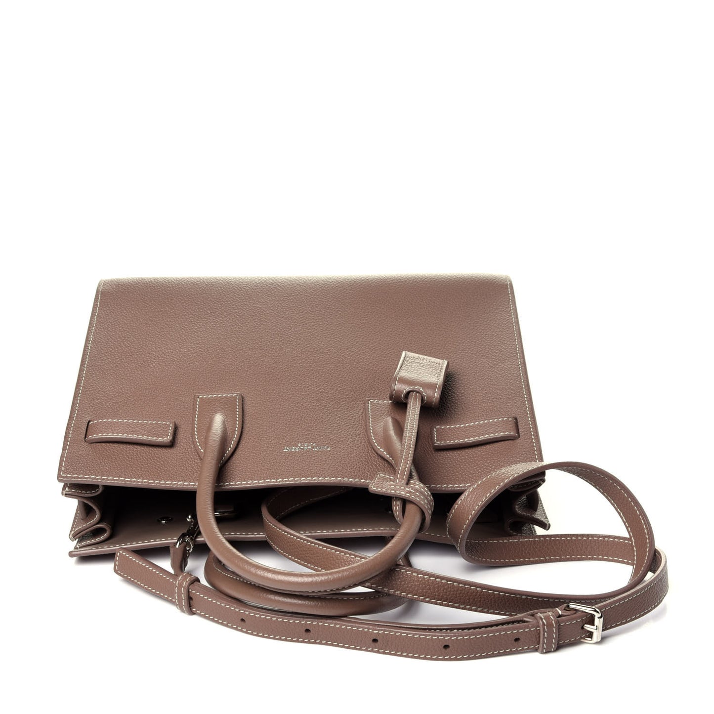 Grained Calfskin Topstich Baby Sac De Jour Taupe