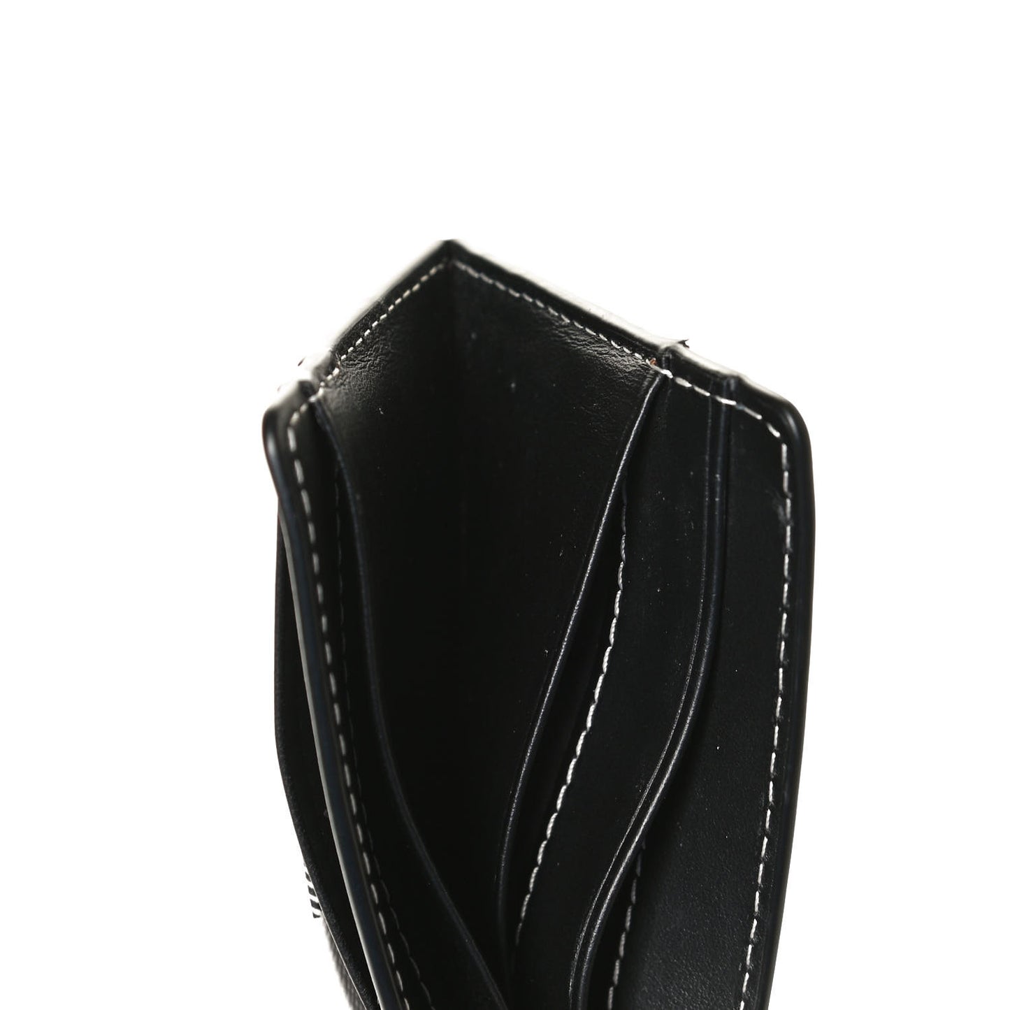 Calfskin E-canvas Kier Check Card Case Black White