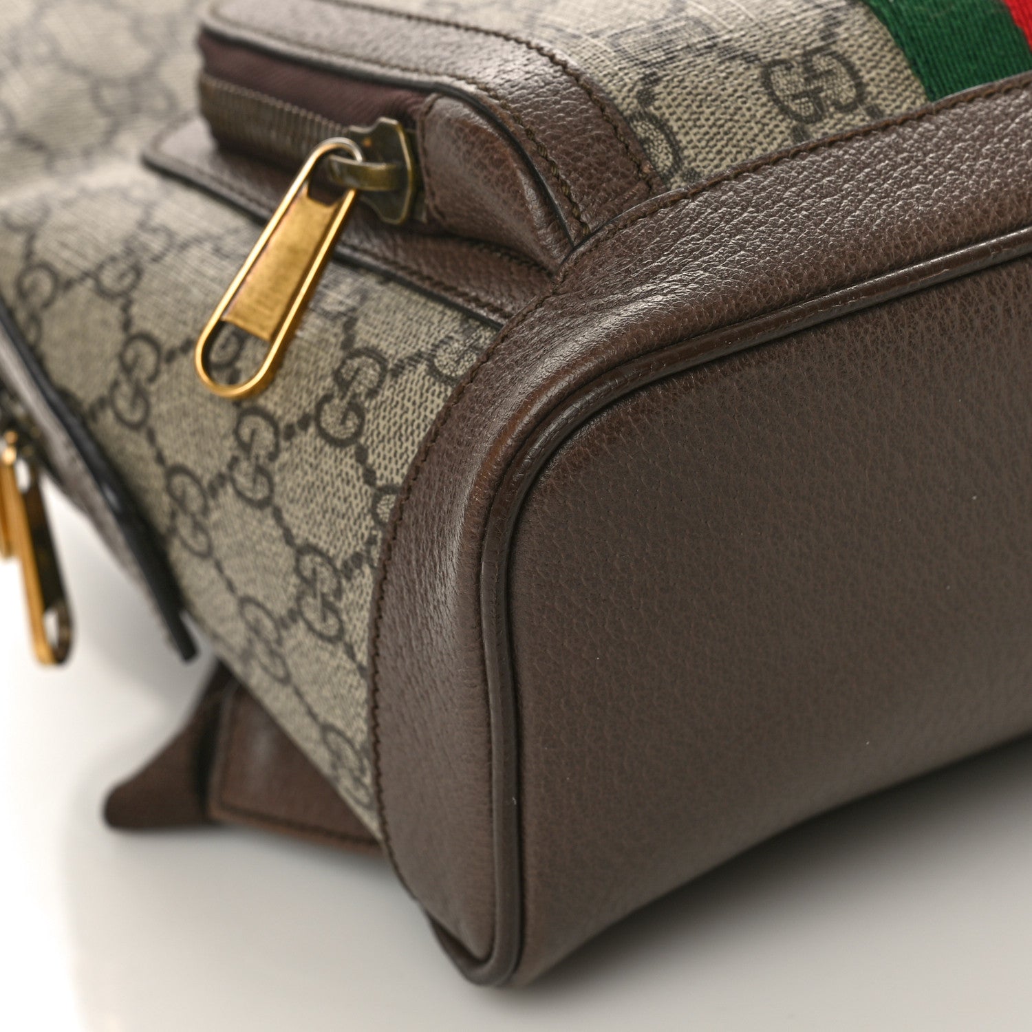 Gucci GG Supreme Monogram Calfskin Web Small Ophidia Day Backpack Beige Ebony New Acero 8 of 14