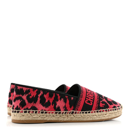 Christian Dior Cotton Embroidered Leopard Print Granville Espadrille 39 Red 4 of 10