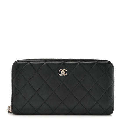 Chanel Lambskin Quilted Large Gusset Zip Around Wallet Black 1 of 11