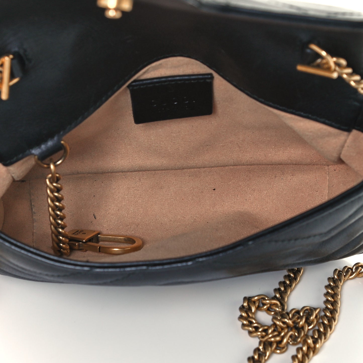 Calfskin Matelasse Super Mini GG Marmont Shoulder Bag Black