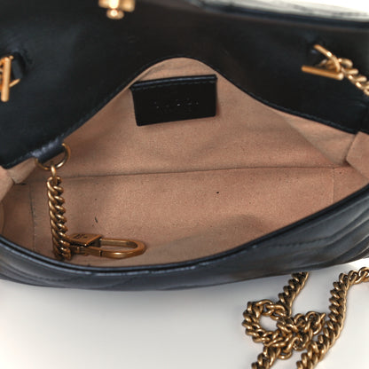 Gucci Calfskin Matelasse Super Mini GG Marmont Shoulder Bag Black 5 of 11