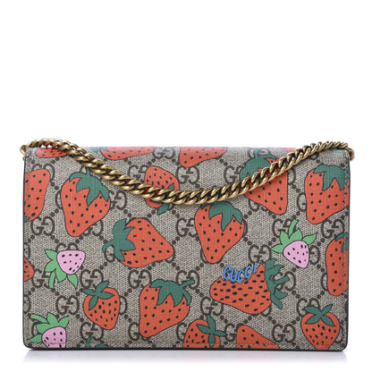 Gucci GG Supreme Monogram Strawberry Chain Wallet 1 of 10