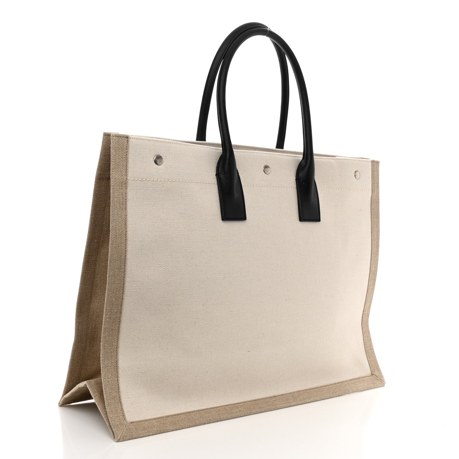 Saint Laurent Linen Calfskin Rive Gauche Tote Greggio Natural 3 of 9