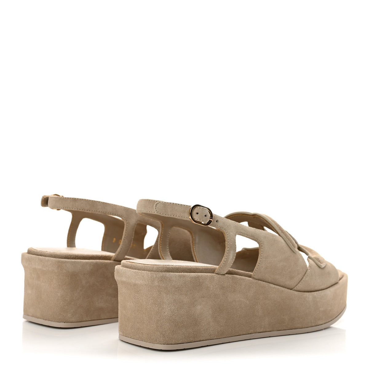 Suede Calfskin Platform CC Sandals 37.5 Dark Beige