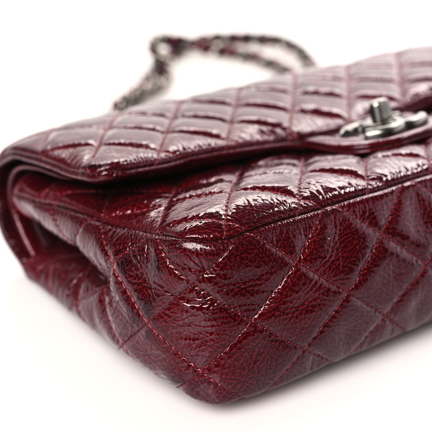 Chanel Patent Calfskin Quilted Medium Double Flap Burgundy 8 of 13