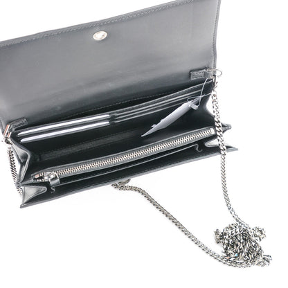 Alexander McQueen Metallic Calfskin Skull Wallet on Chain Black Pearl 5 of 7
