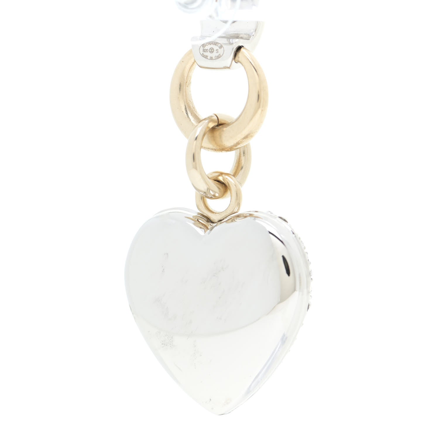 Chanel Crystal Heart CC Drop Earrings Gold 4 of 6