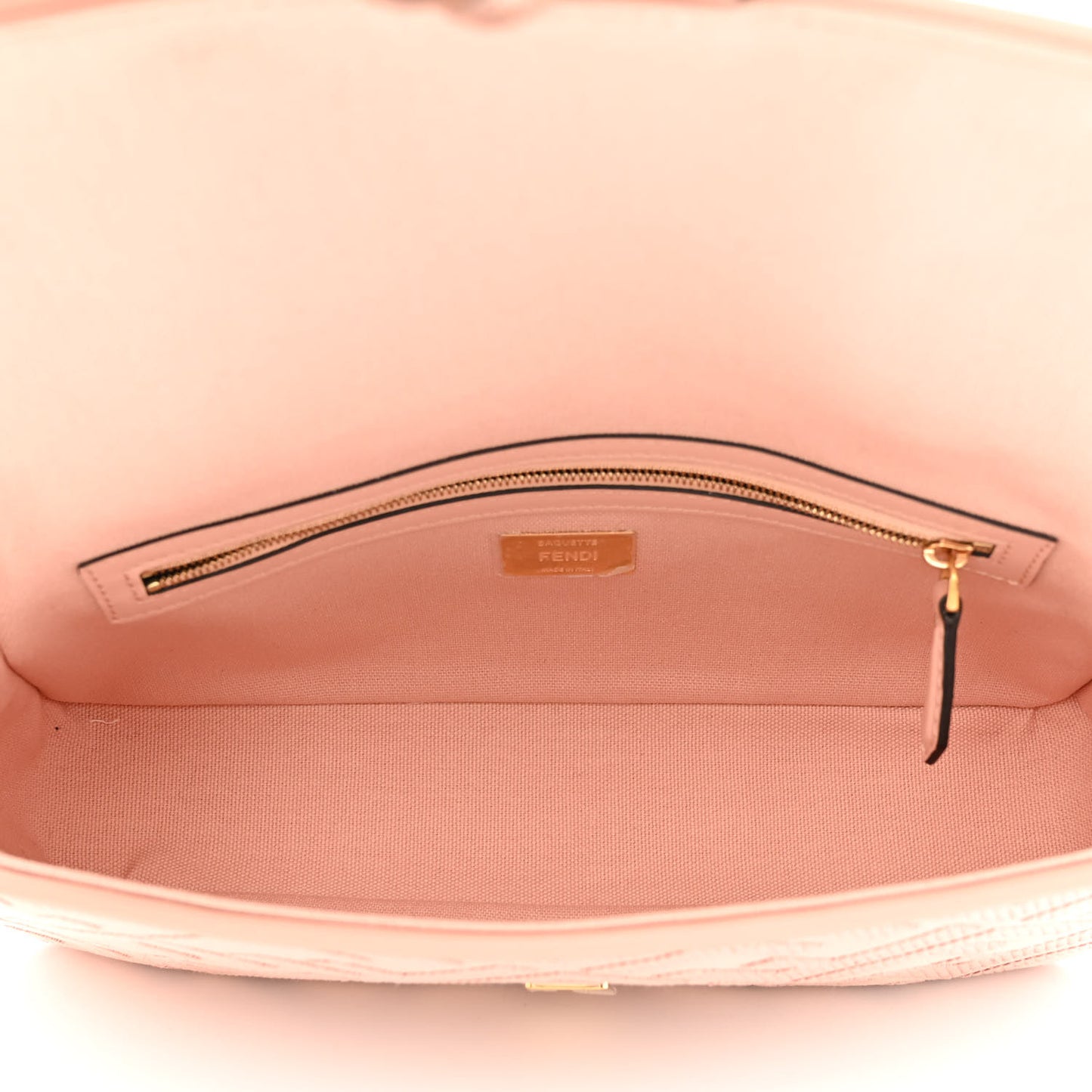 Canvas Vitello King Extra Strap FF Embroidered Baguette Baby Pink