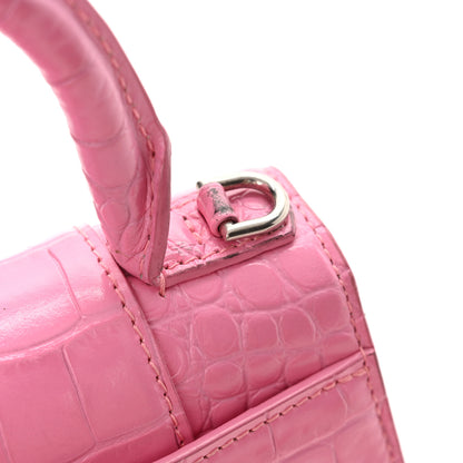 Balenciaga Shiny Calfskin Crocodile Embossed Hourglass Top Handle Bag XS Baby Pink 15 of 20