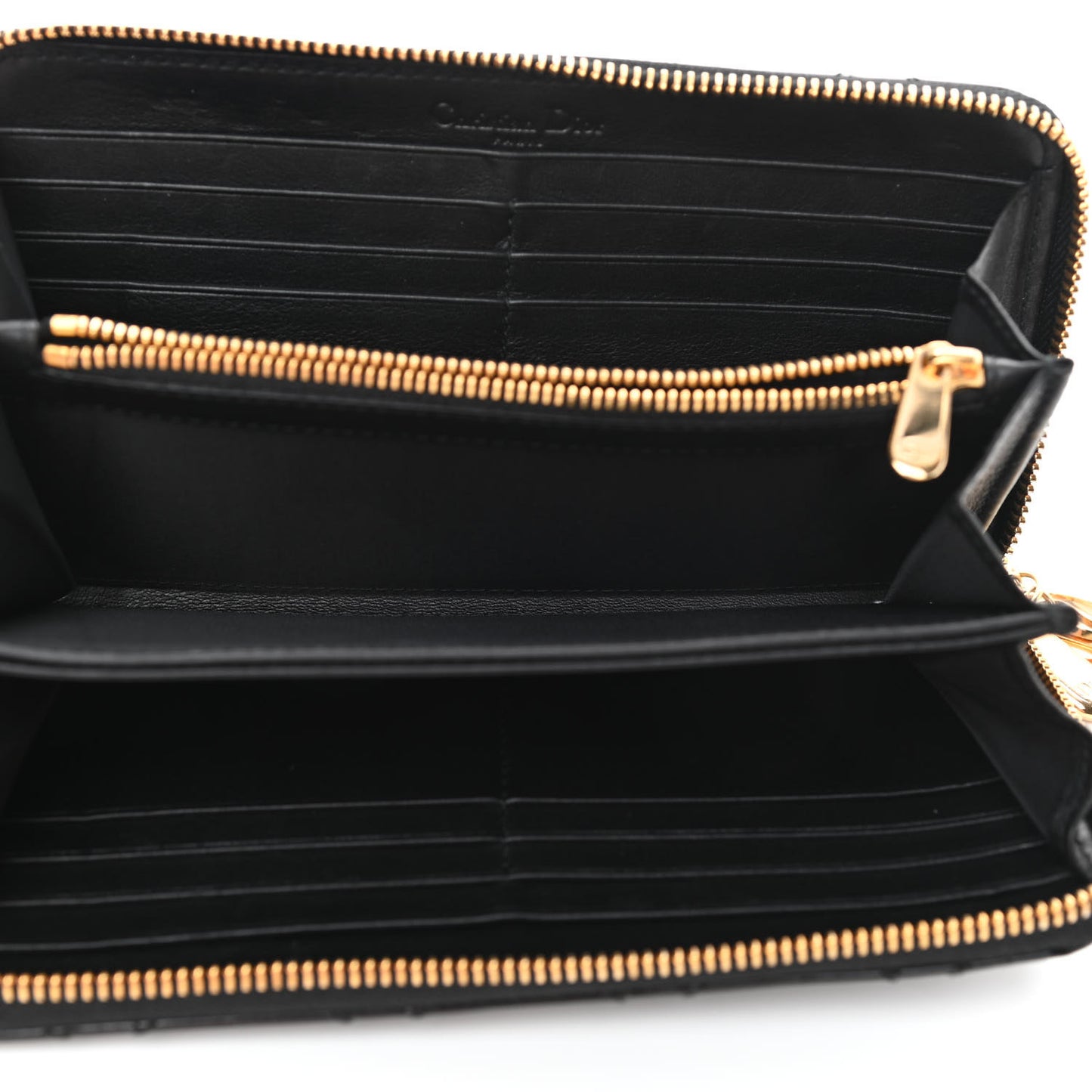 Patent Cannage Lady Dior Continental Zip Wallet Black