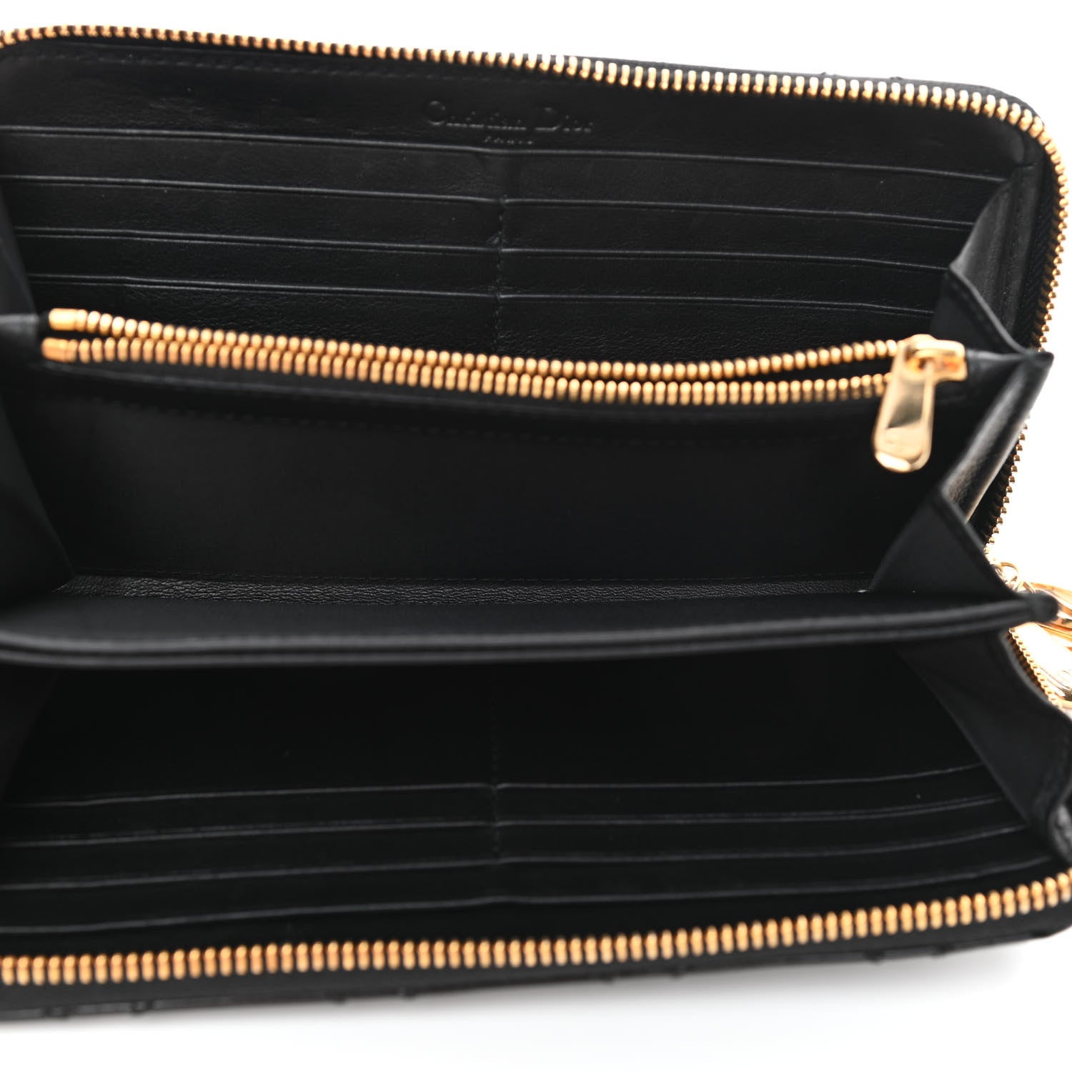 Christian Dior Patent Cannage Lady Dior Continental Zip Wallet Black 5 of 7