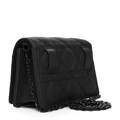 Christian Dior Ultra Matte Calfskin Cannage Nano Lady Dior Pouch Black 2 of 9