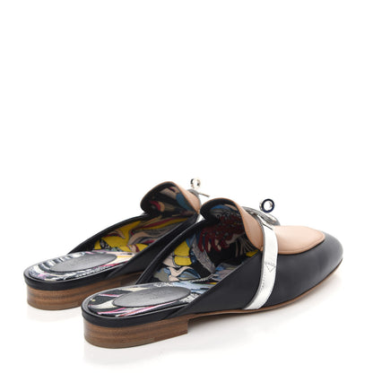 Hermes Calfskin Nappa Oz Mules 37.5 Naturel Black Multicolore 4 of 9