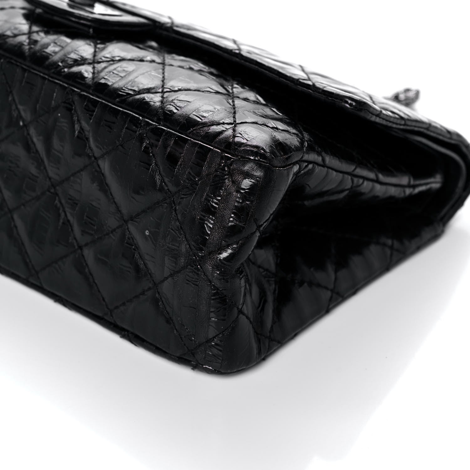 Chanel Metallic Calfskin Striped 2.55 Reissue 226 Flap Black 10 of 15