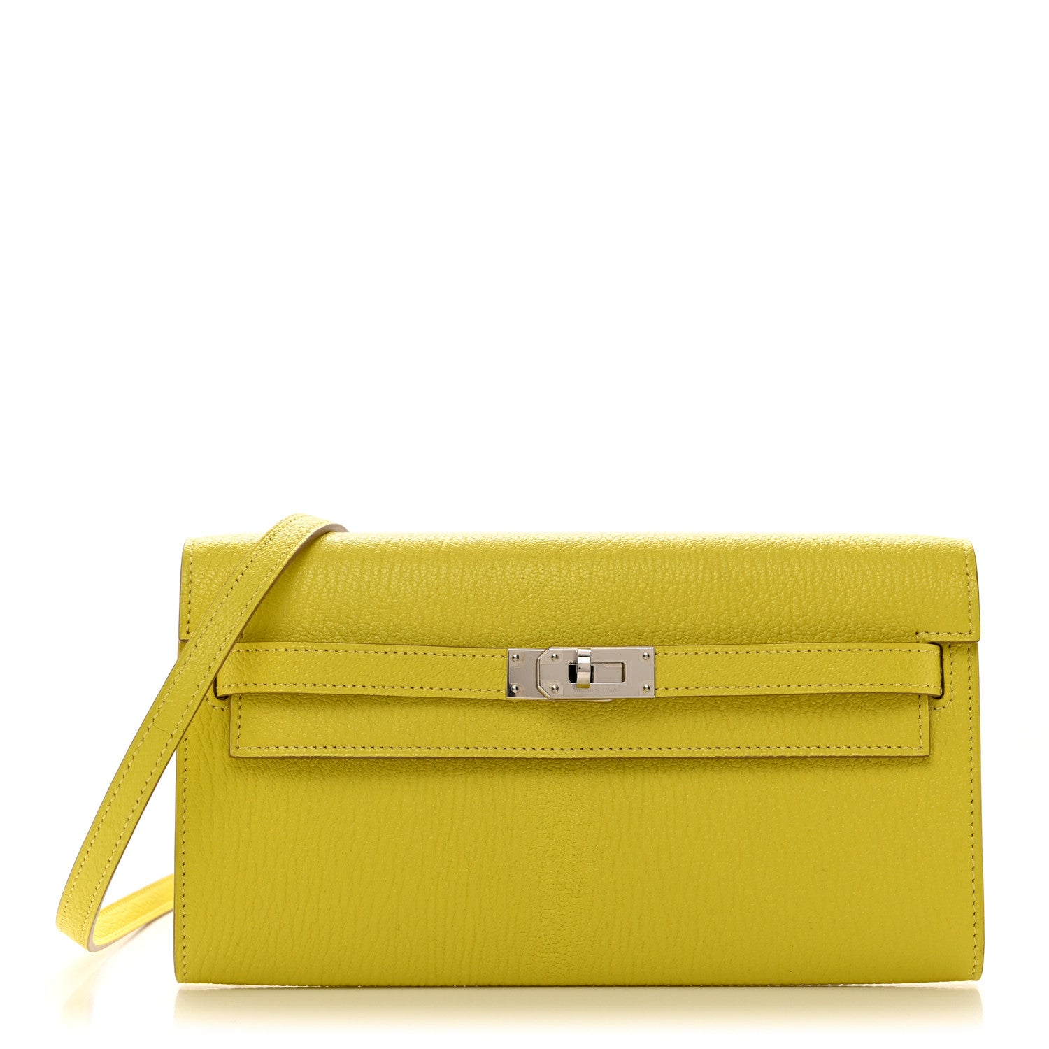 Hermes Chevre Mysore Kelly Wallet To Go Lime 1 of 12