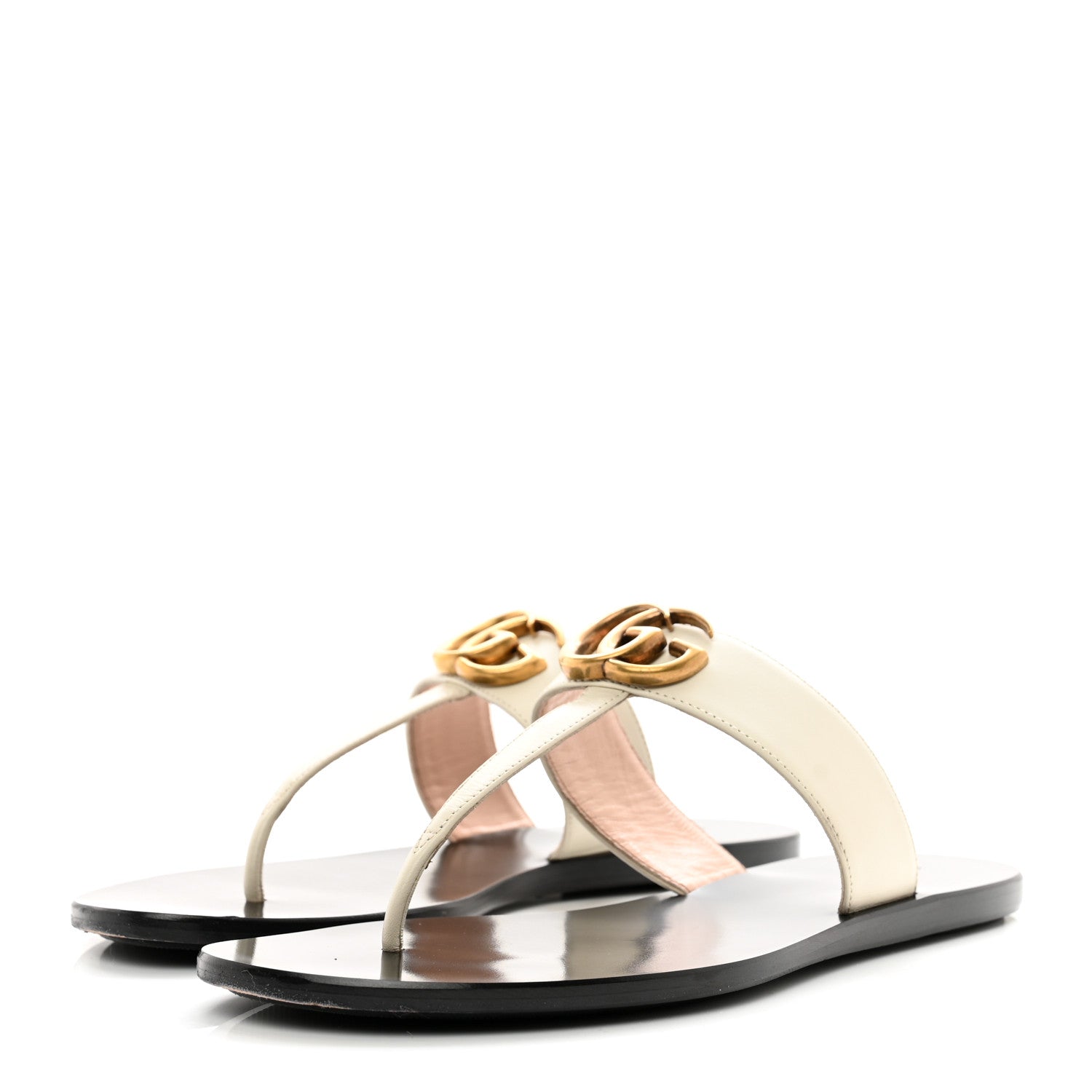 Gucci Calfskin GG Marmont Thong Sandals 36.5 Mystic White 3 of 11