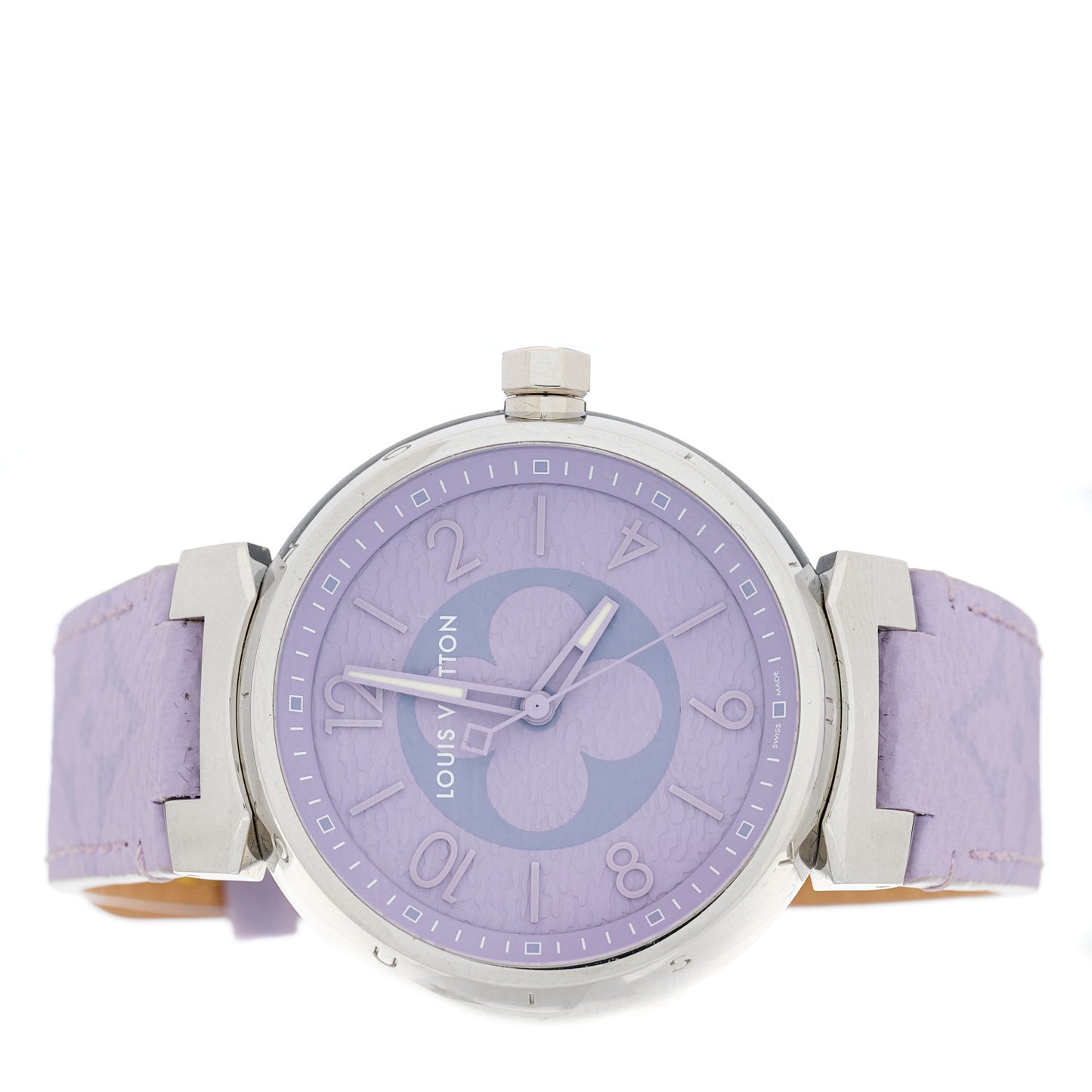 Stainless Steel Monogram 41mm Tambour Quartz Watch Lilac