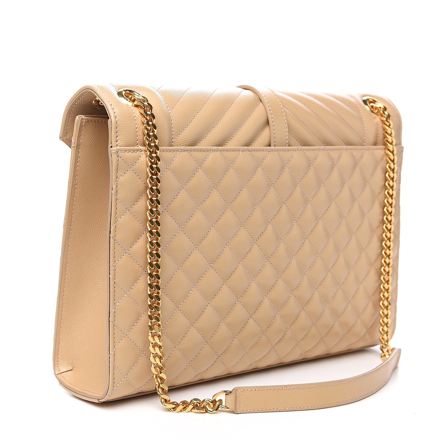 Grain De Poudre Mixed Matelasse Large Triquilt Monogram Satchel Nude Powder