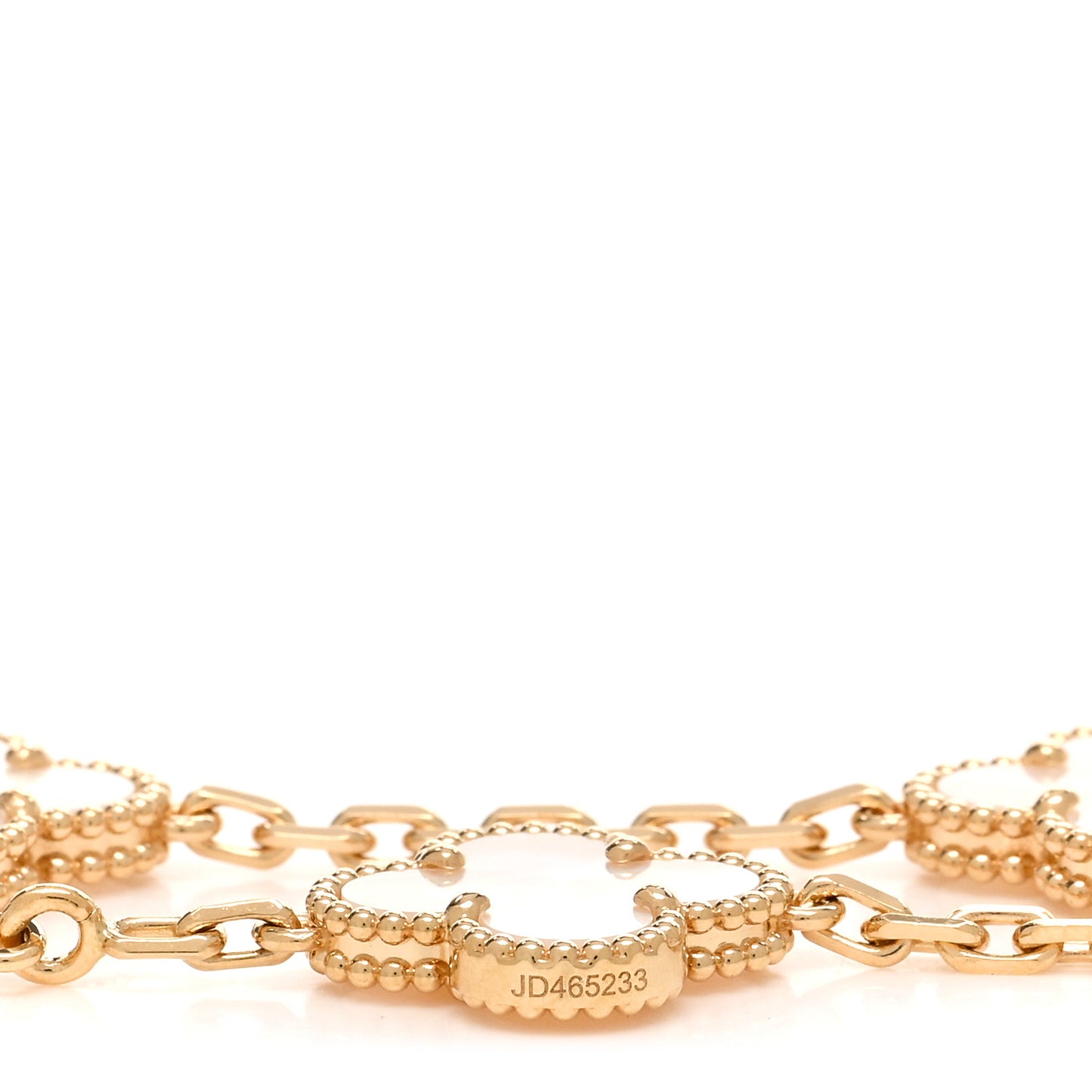 18K Yellow Gold Mother of Pearl 5 Motifs Vintage Alhambra Bracelet