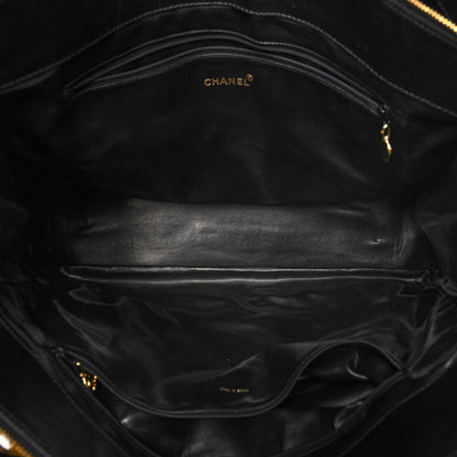Chanel Calfskin Stitched XL Weekender Black 6 of 17