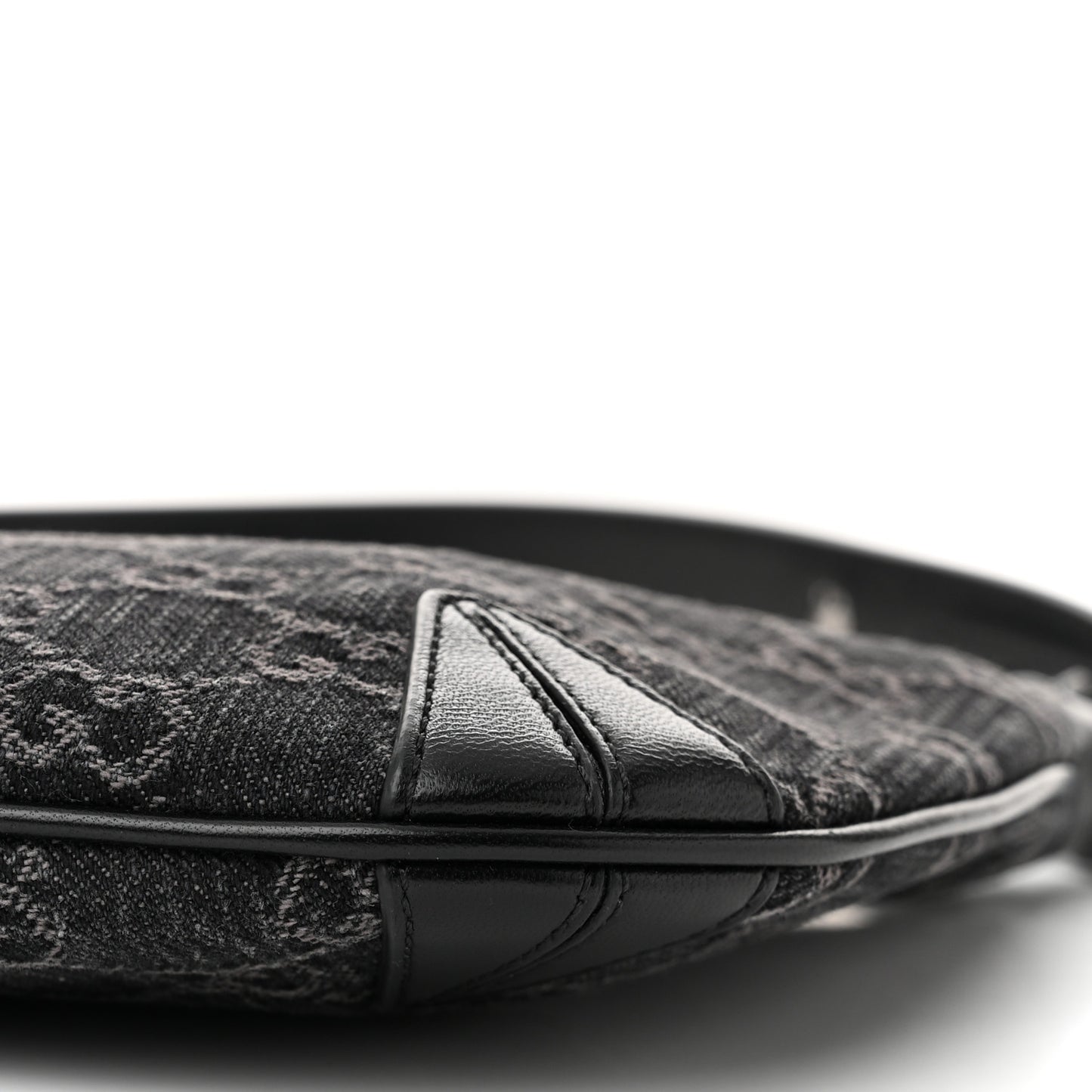 Jacquard Black Denim GG Monogram Horsebit Slim Small Shoulder Bag Black Grey