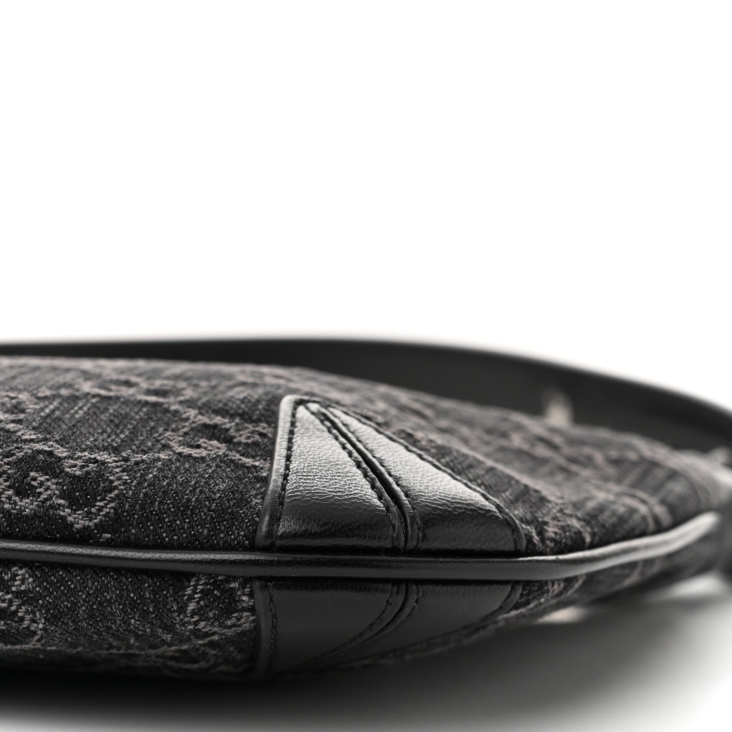 Gucci Jacquard Black Denim GG Monogram Horsebit Slim Small Shoulder Bag Black Grey 9 of 9