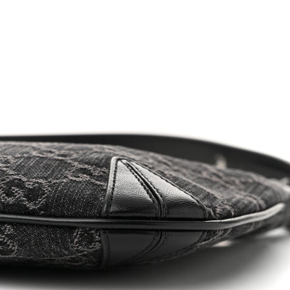 Gucci Jacquard Black Denim GG Monogram Horsebit Slim Small Shoulder Bag Black Grey 9 of 9
