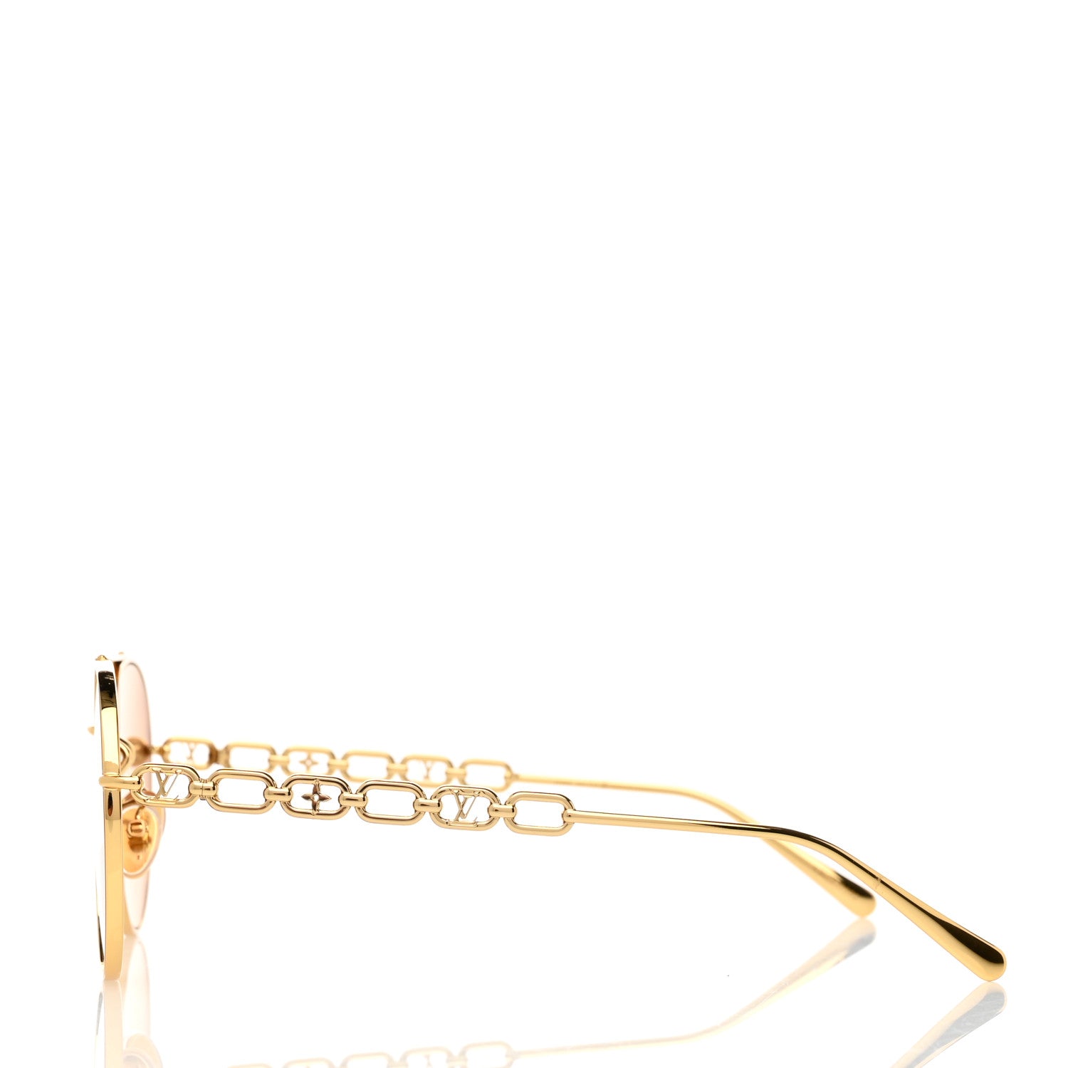 Louis Vuitton Metal My LV Chain Pilot Sunglasses Z1539E Gold 2 of 6