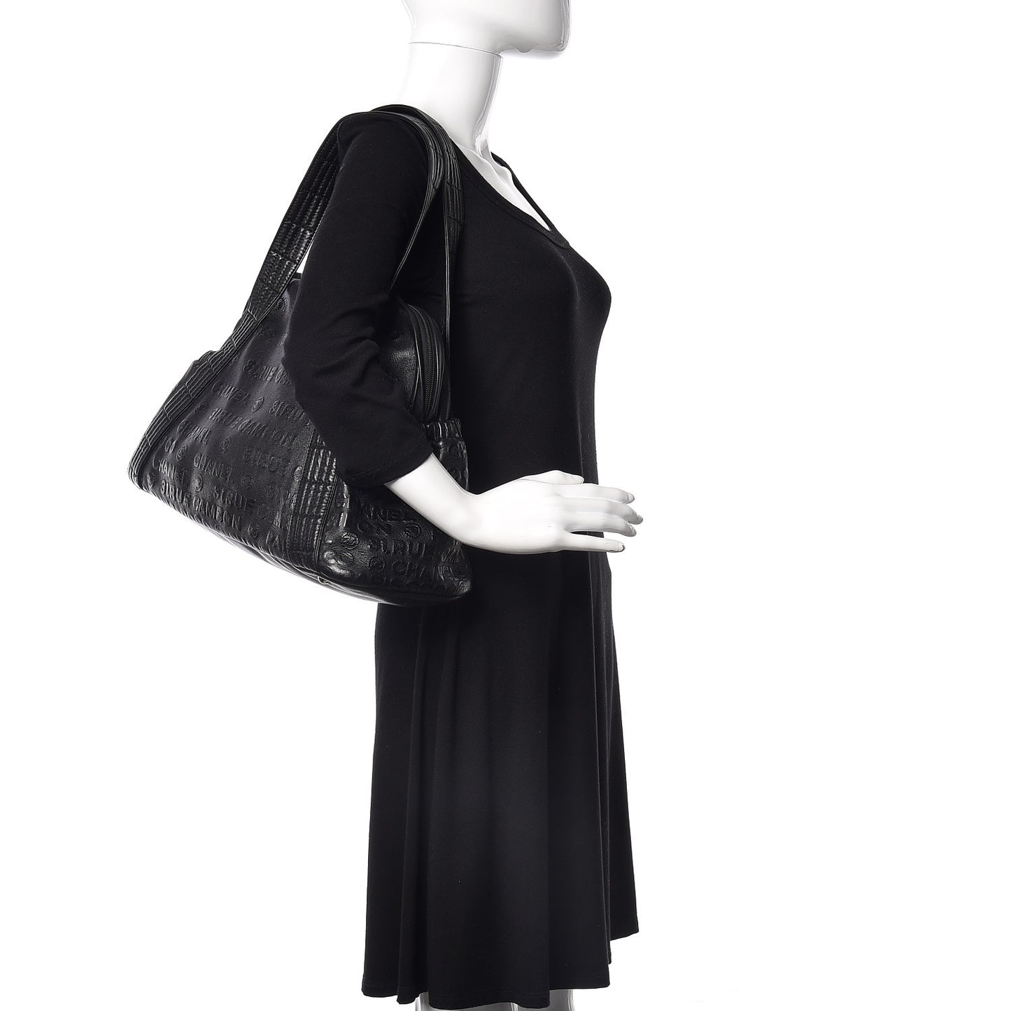 Calfskin Embossed Unlimited Large Tote Black