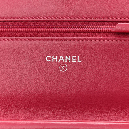 Chanel Lambskin Diamond Stitched Wallet On Chain WOC Pink 6 of 13