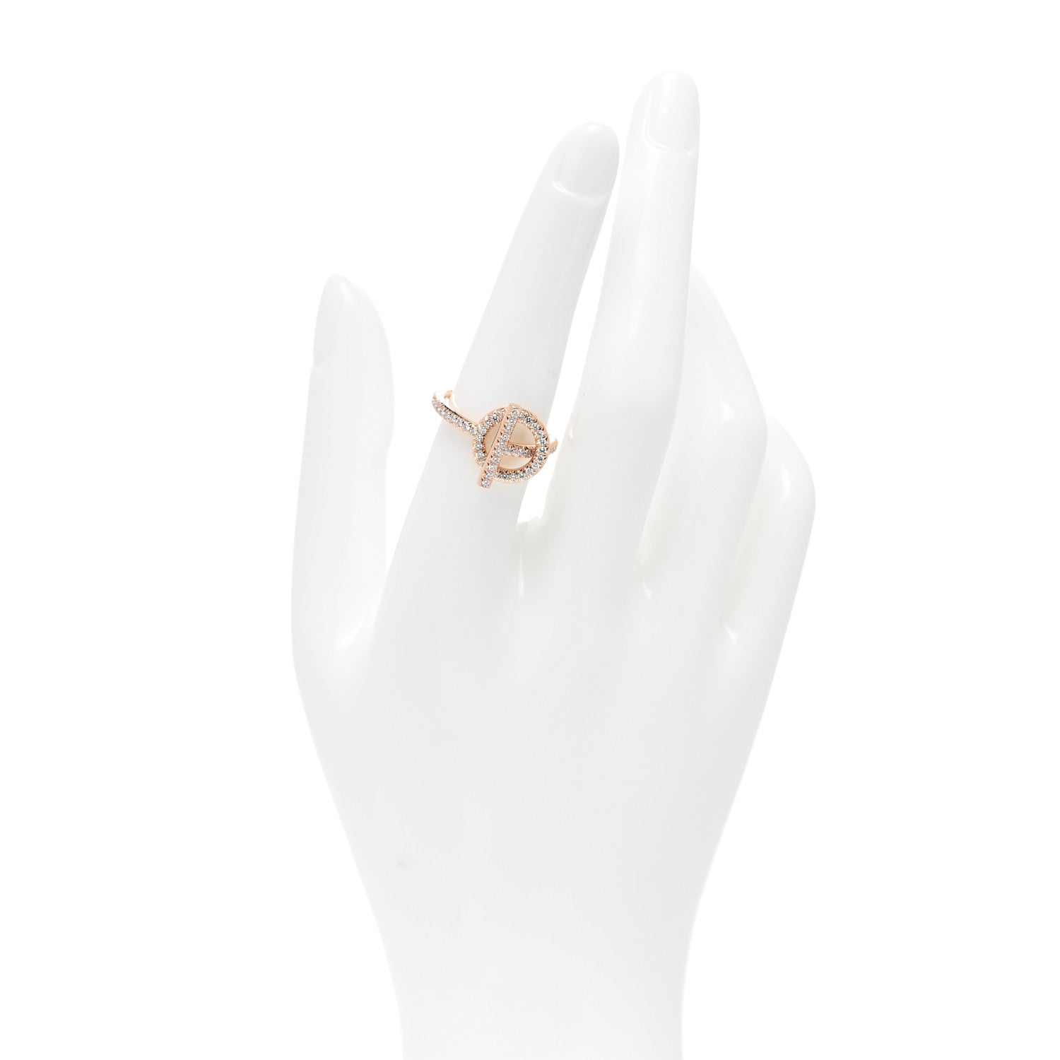 Hermes 18K Rose Gold Diamond Pave PM Echappee Ring 53 6.5 2 of 7