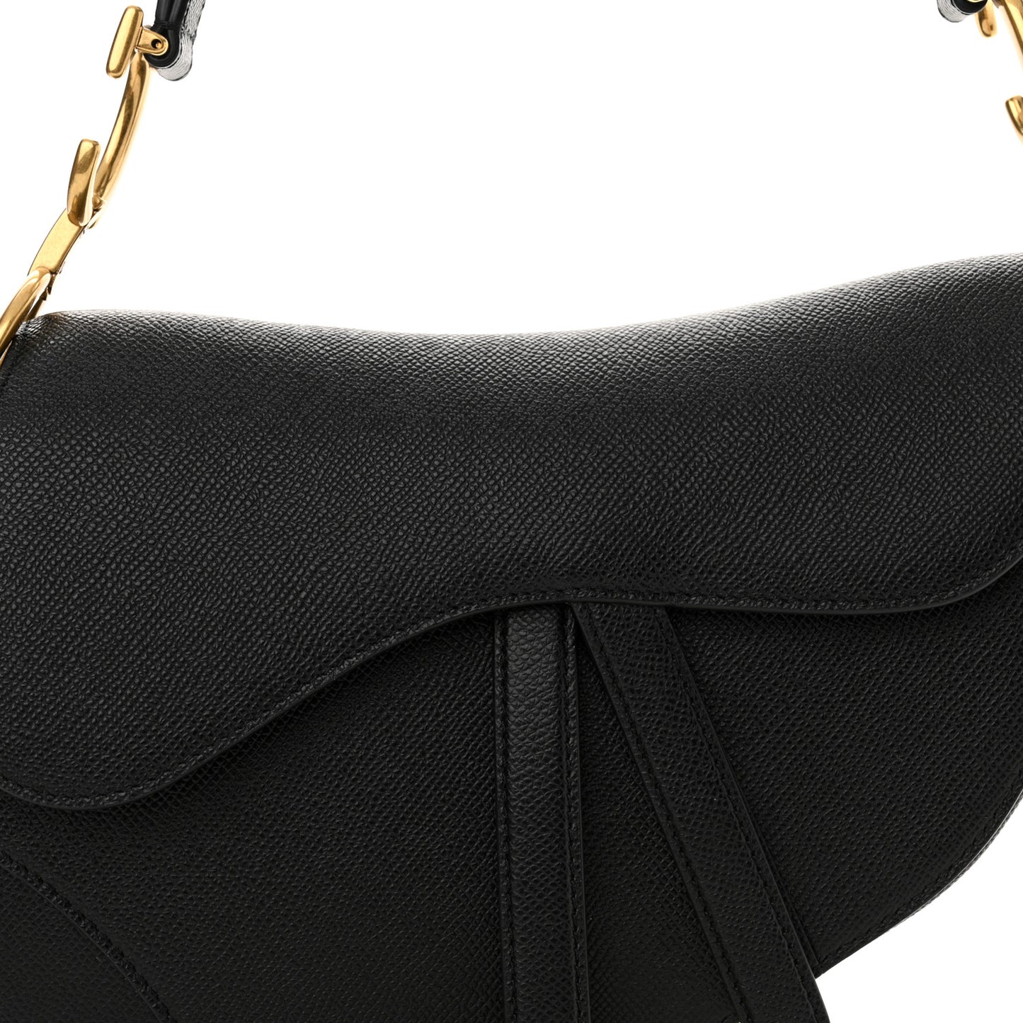 Grained Calfskin Saddle Bag Black