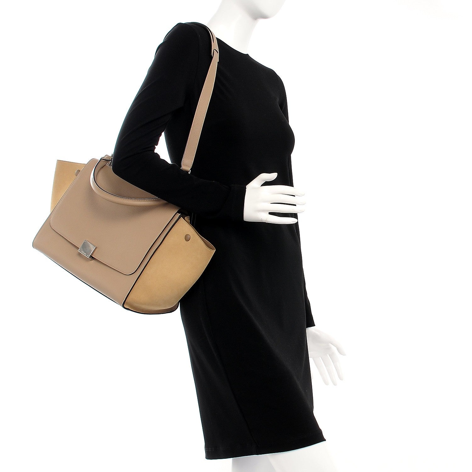 Celine Drummed Calfskin Suede Medium Trapeze Dune 2 of 10