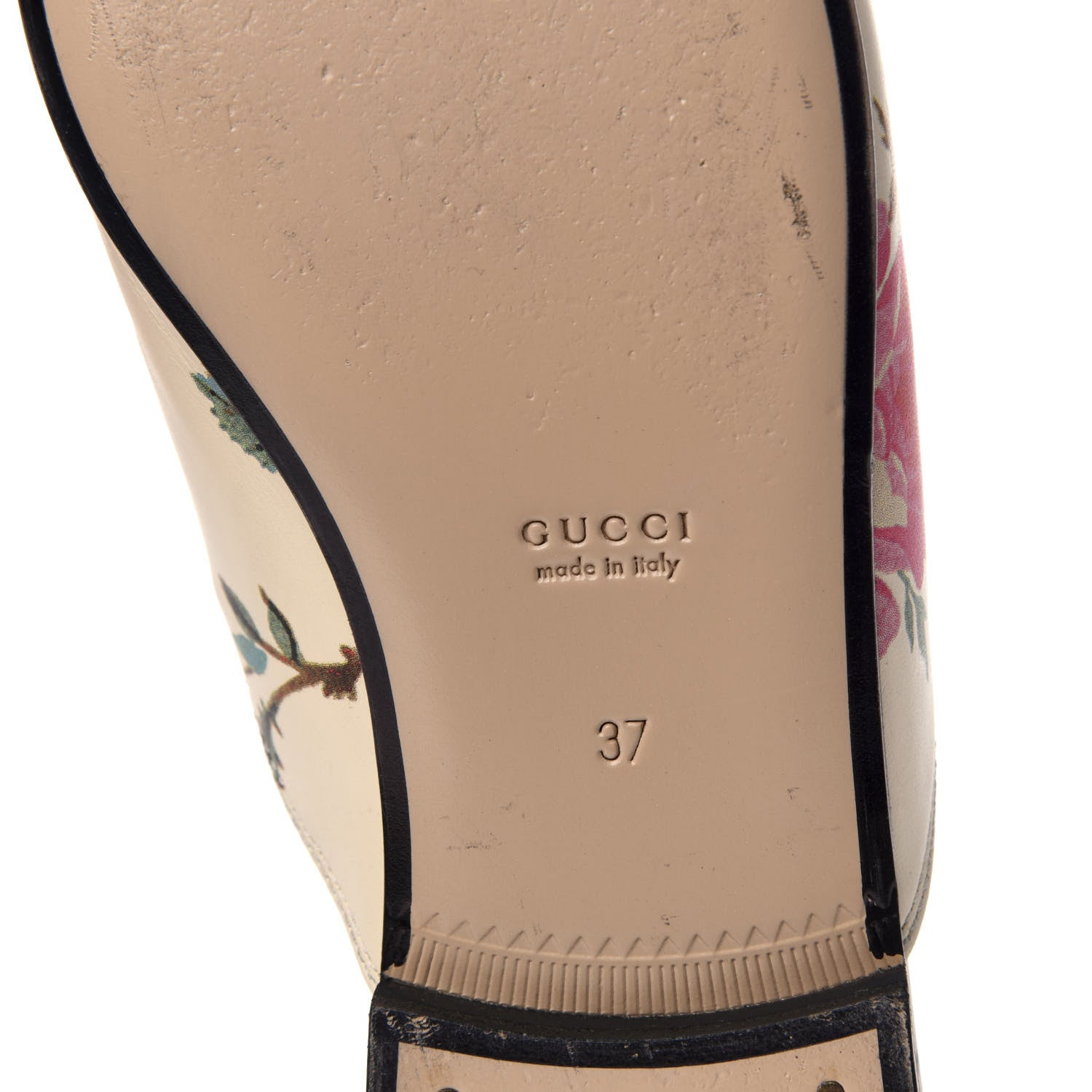 Gucci Calfskin Stamp Allover Rose Princetown Slippers 37 Ivory Multicolor 6 of 8