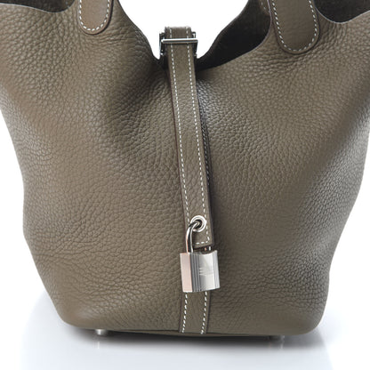 Hermes Taurillon Clemence Picotin Lock 18 PM Etoupe 10 of 11