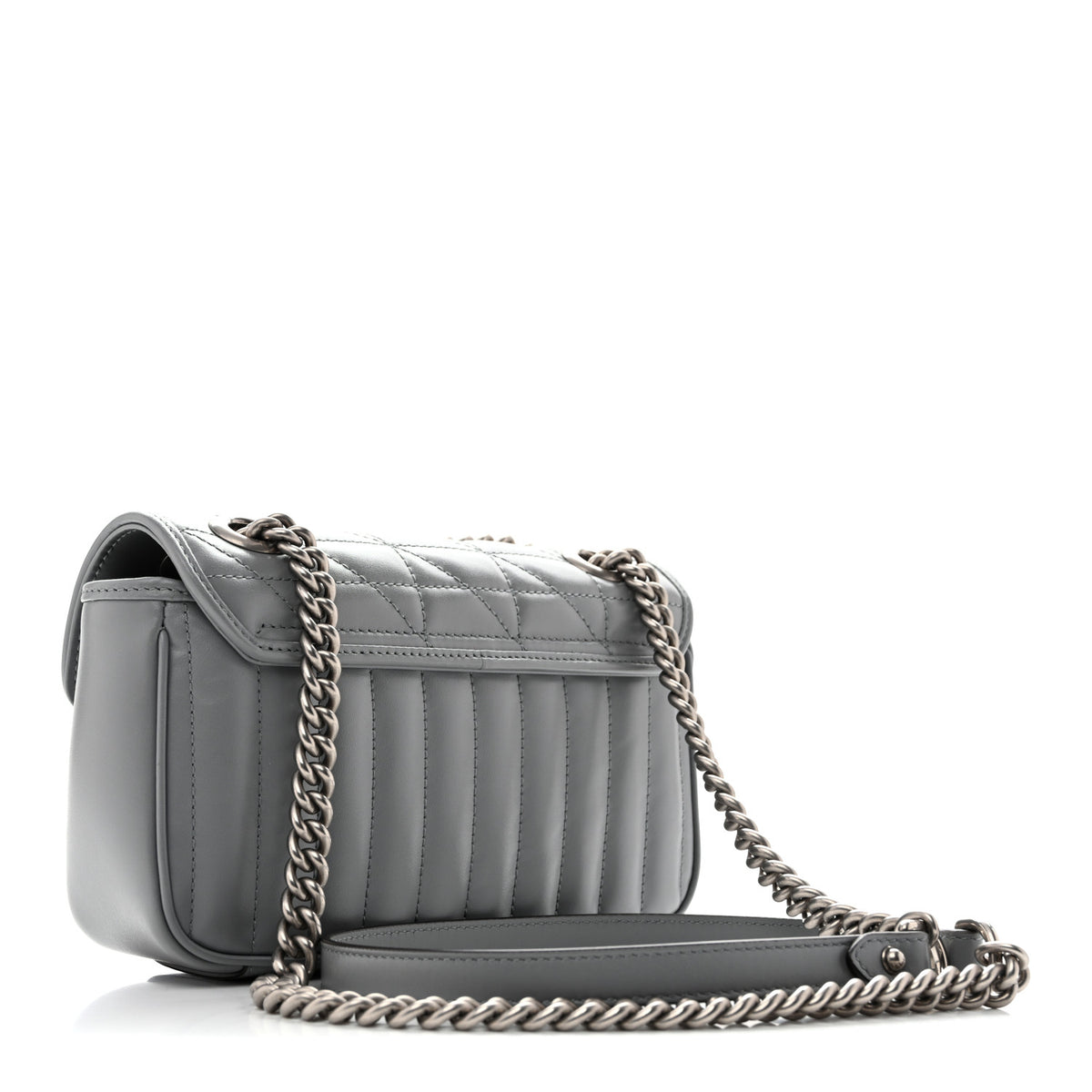Gucci Calfskin Matelasse Aria Mini GG Marmont Shoulder Bag Deep Grey 3 of 12