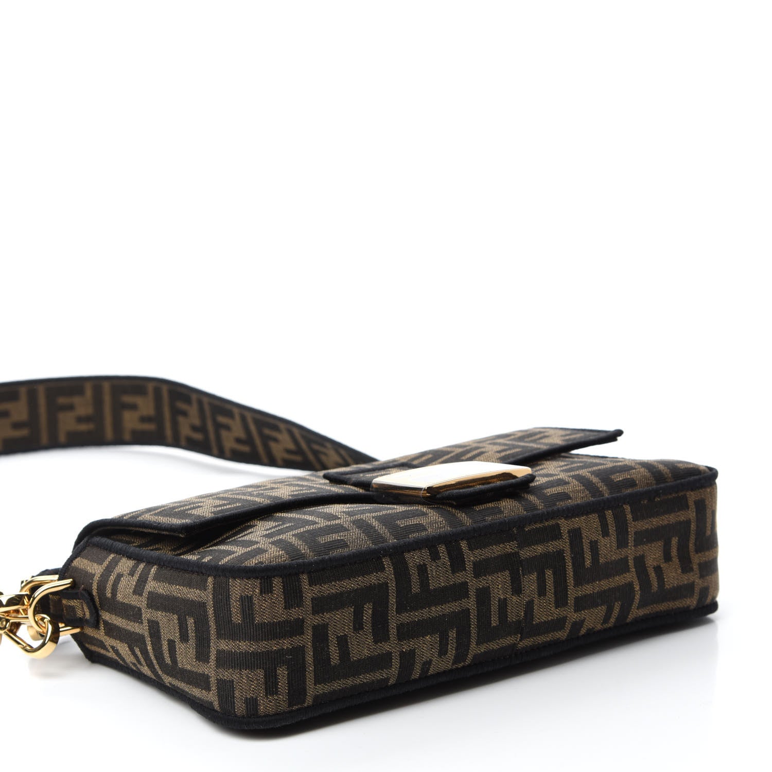 Fendi Fabric Jacquard FF 1974 Medium Baguette Tobacco Moro Black 4 of 10