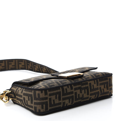 Fendi Fabric Jacquard FF 1974 Medium Baguette Tobacco Moro Black 4 of 10