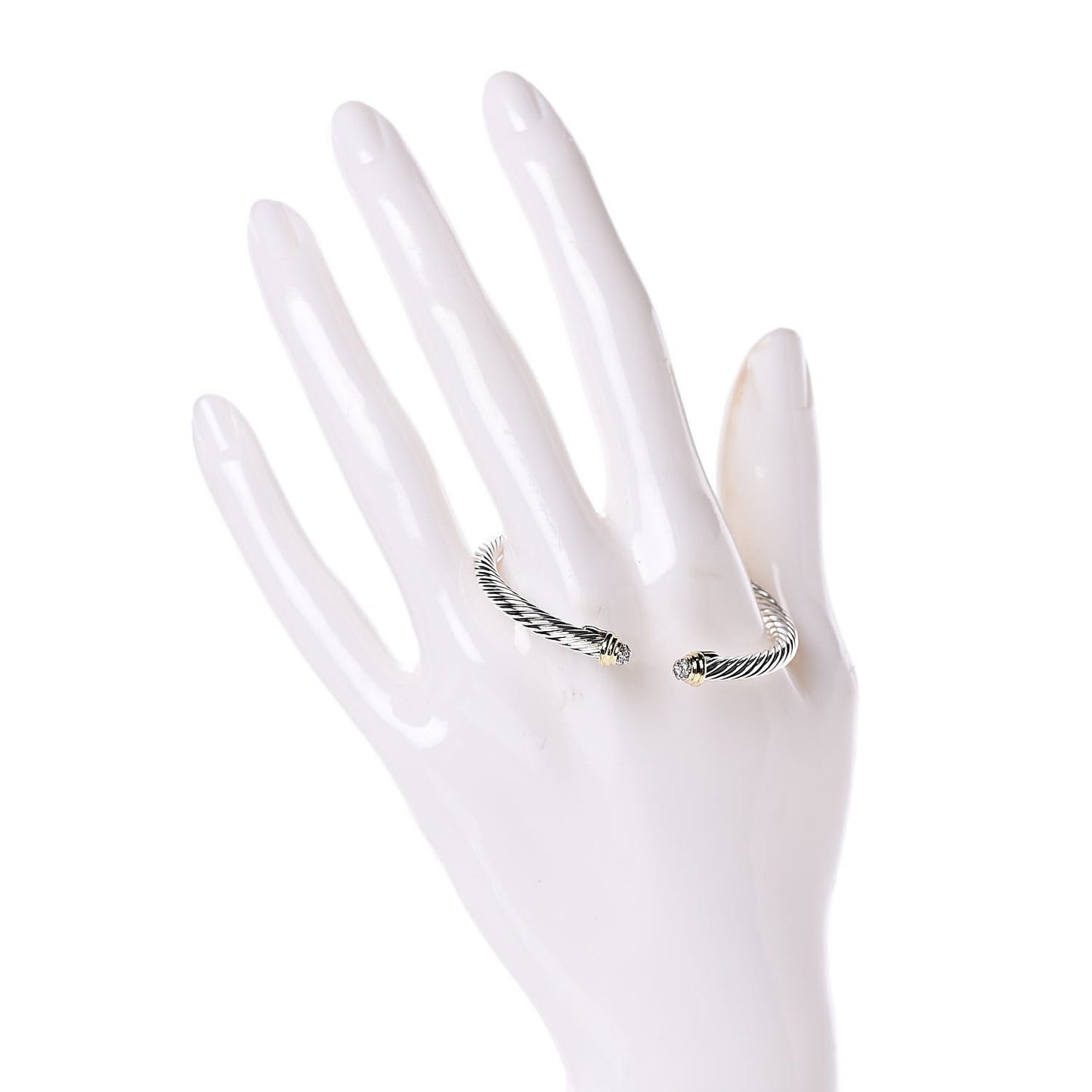 Sterling Silver 18K Yellow Gold Diamond 4mm Cable Kids Bracelet